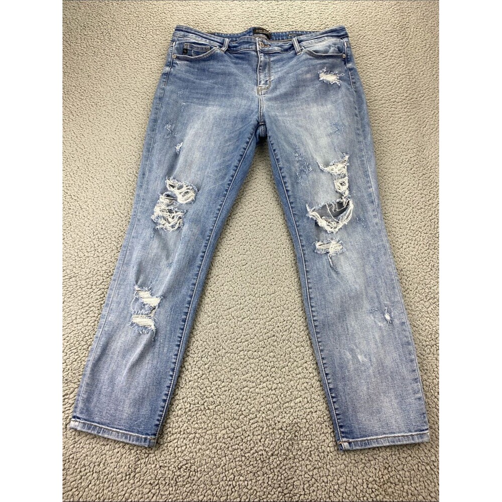 Judy Blue Boyfriend Fit Distressed Ripped Jeans Women Plus Size:  15/32